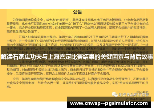解读石家庄功夫与上海嘉定比赛结果的关键因素与背后故事 解读石家庄功夫与上海嘉定比赛结果的关键因素与背后故事